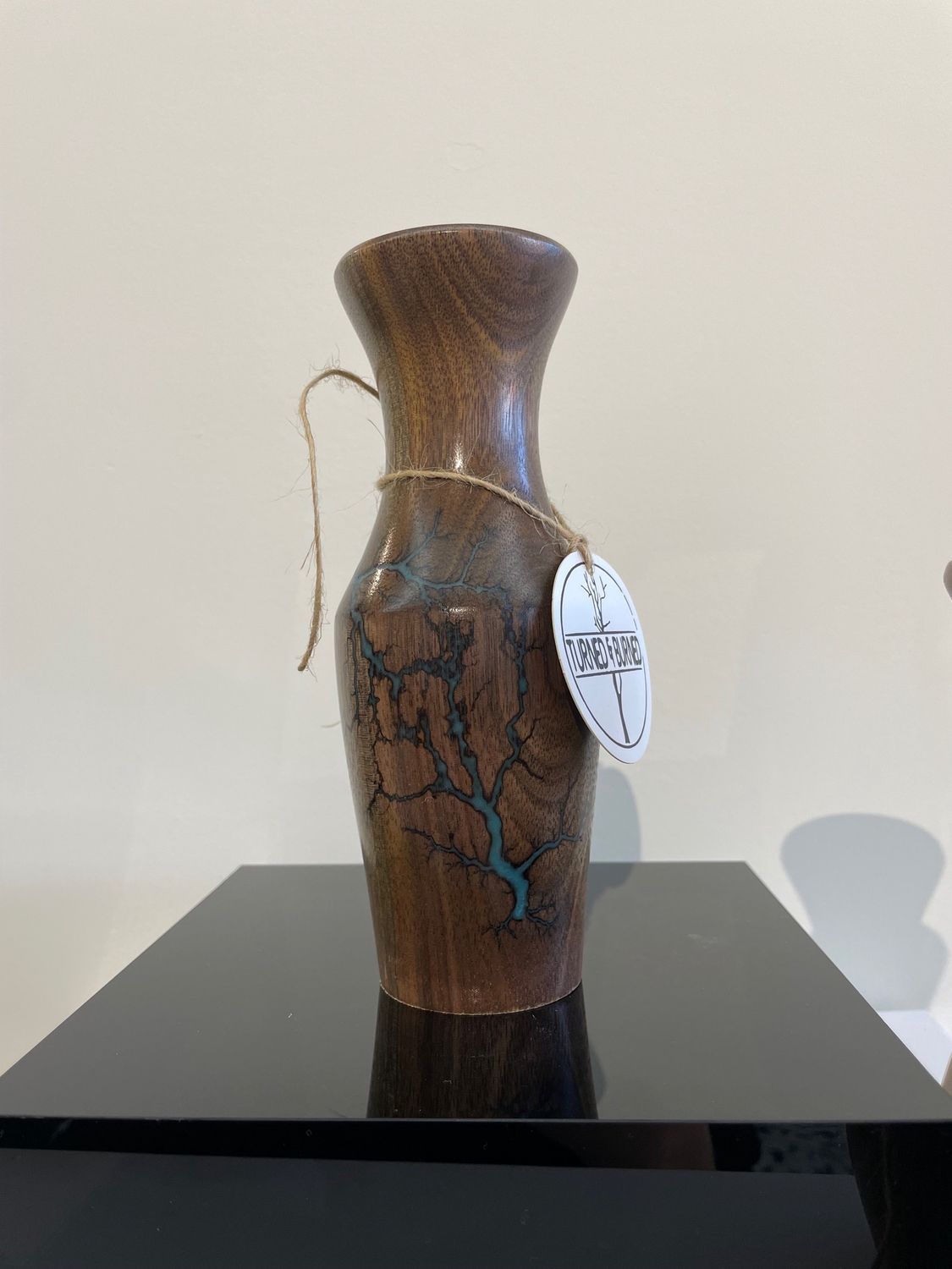“Vase-6.7 black Walnut and glow Resin by Turned and Burned”