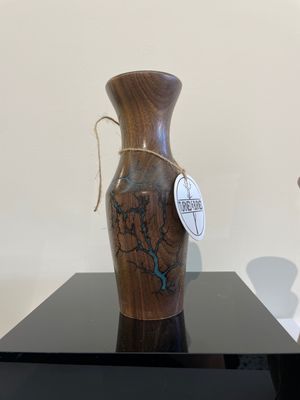 “Vase-6.7 black Walnut and glow Resin by Turned and Burned”