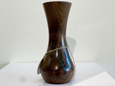 8&#39;&#39; Black walnut vase glow Resin by Turned and Burned.