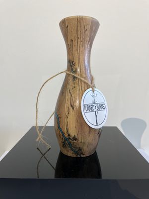“Vase-6.5 black Walnut and glow Resin by Turned and Burned”