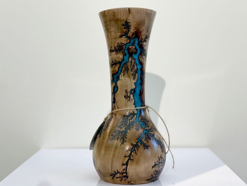 “Vase Maple 9.5&quot;Maple and glow Resin by Turned and Burned