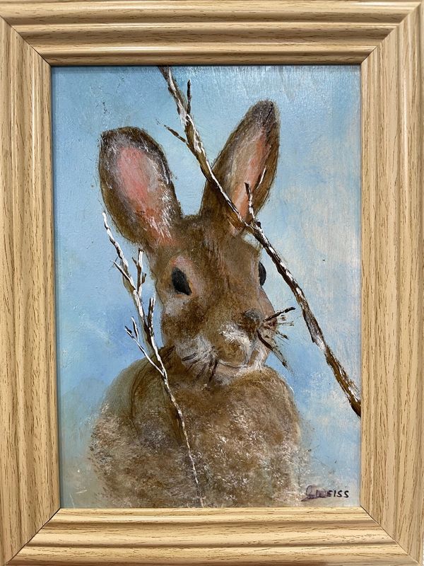 Bunny Painting-Original painting 5X7" by Gloria Weiss