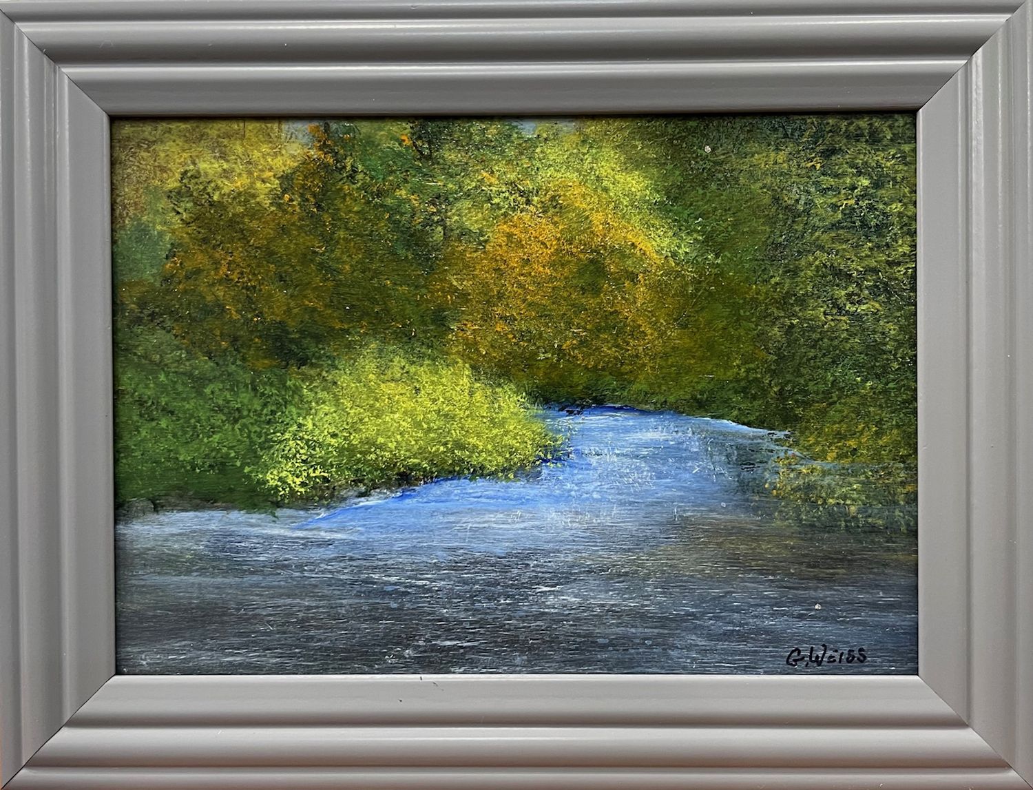 Serene River painting-Original painting 5X7&quot; by Gloria Weiss