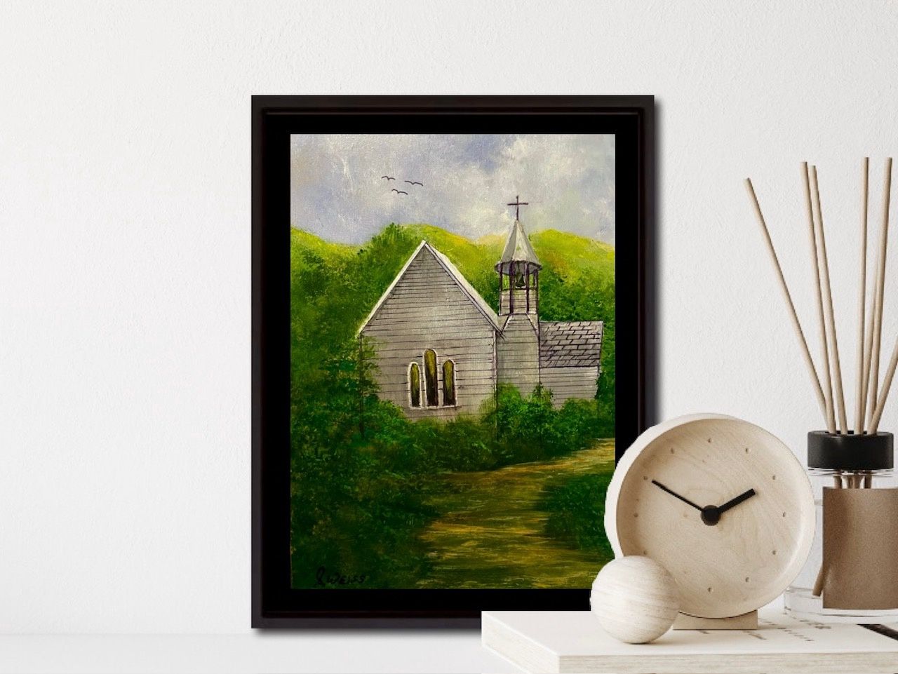 Serene Church-Original Mini Painting by Gloria Weiss