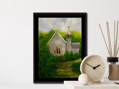 Serene Church-Original Mini Painting by Gloria Weiss