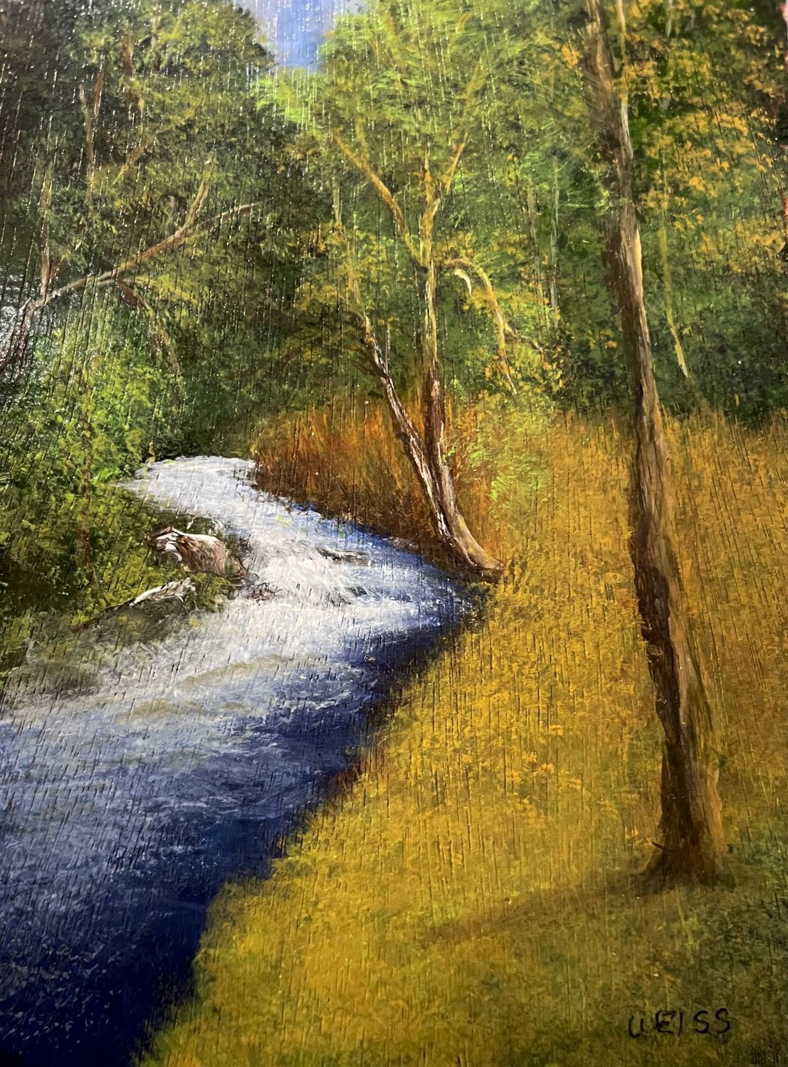 Tranquil Stream- Original Mini Painting by Gloria Weiss