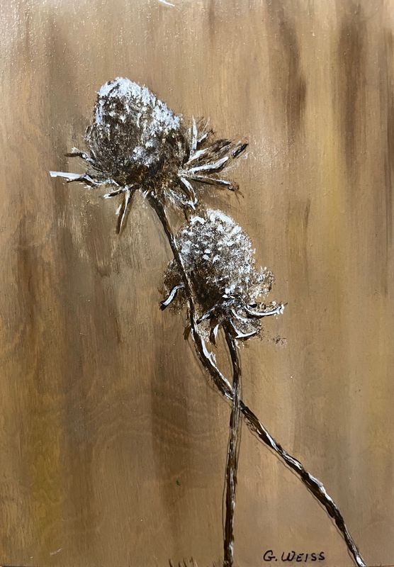 Warm Botanicals- Original Mini Painting by Gloria Weiss
