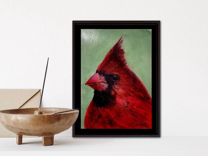 Cardinal Portrait-Original Mini Painting By Gloria Weiss