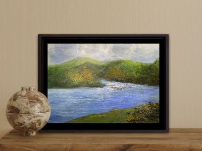 Early Autumn River- Original Mini Painting by Gloria Weiss