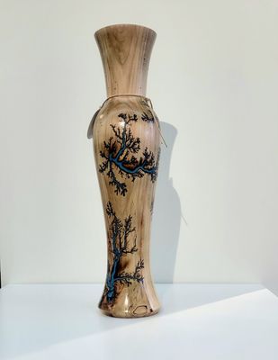 “Vase- 17&quot; Maple and glow Resin by Turned and Burned.