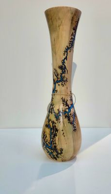 Vase- 17&quot; Maple and glow Resin by Turned and Burned.