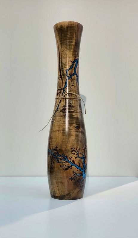 Vase- 16"Dark Maple and glow Resin by Turned and Burned.