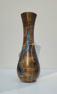 Vase-12.5&quot; Dark Maple and glow Resin by Turned and Burned