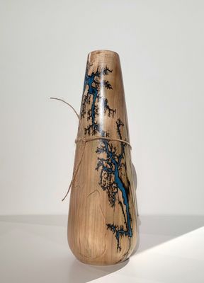 Vase- 11&quot;  Maple and glow Resin by Turned and Burned