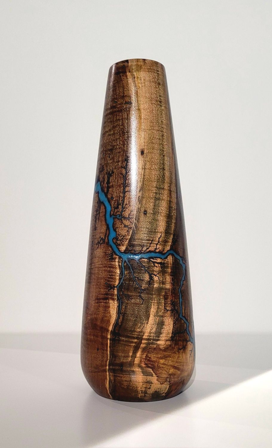 Vase-10&quot;Dark Maple and glow Resin by Turned and Burned