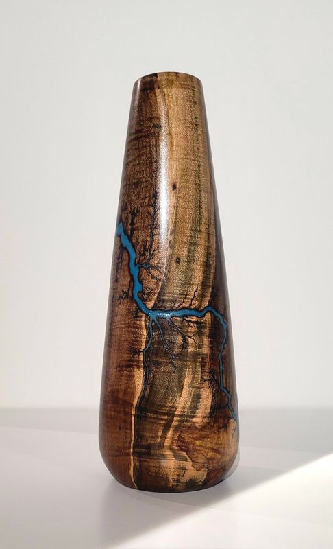 Vase-10"Dark Maple and glow Resin by Turned and Burned