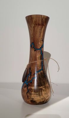 Vase-10&quot;Dark Maple vase and glow Resin by Turned and Burned