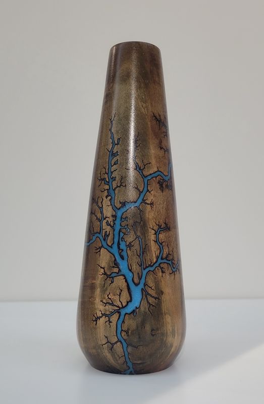Vase-8.75"Dark Maple and glow Resin by Turned and Burned