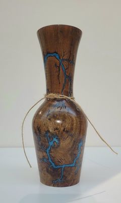 8&#39;&#39; Dark maple vase glow Resin by Turned and Burned.