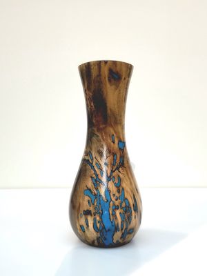 Vase- 7&quot;Dark Maple and glow Resin by Turned and Burned