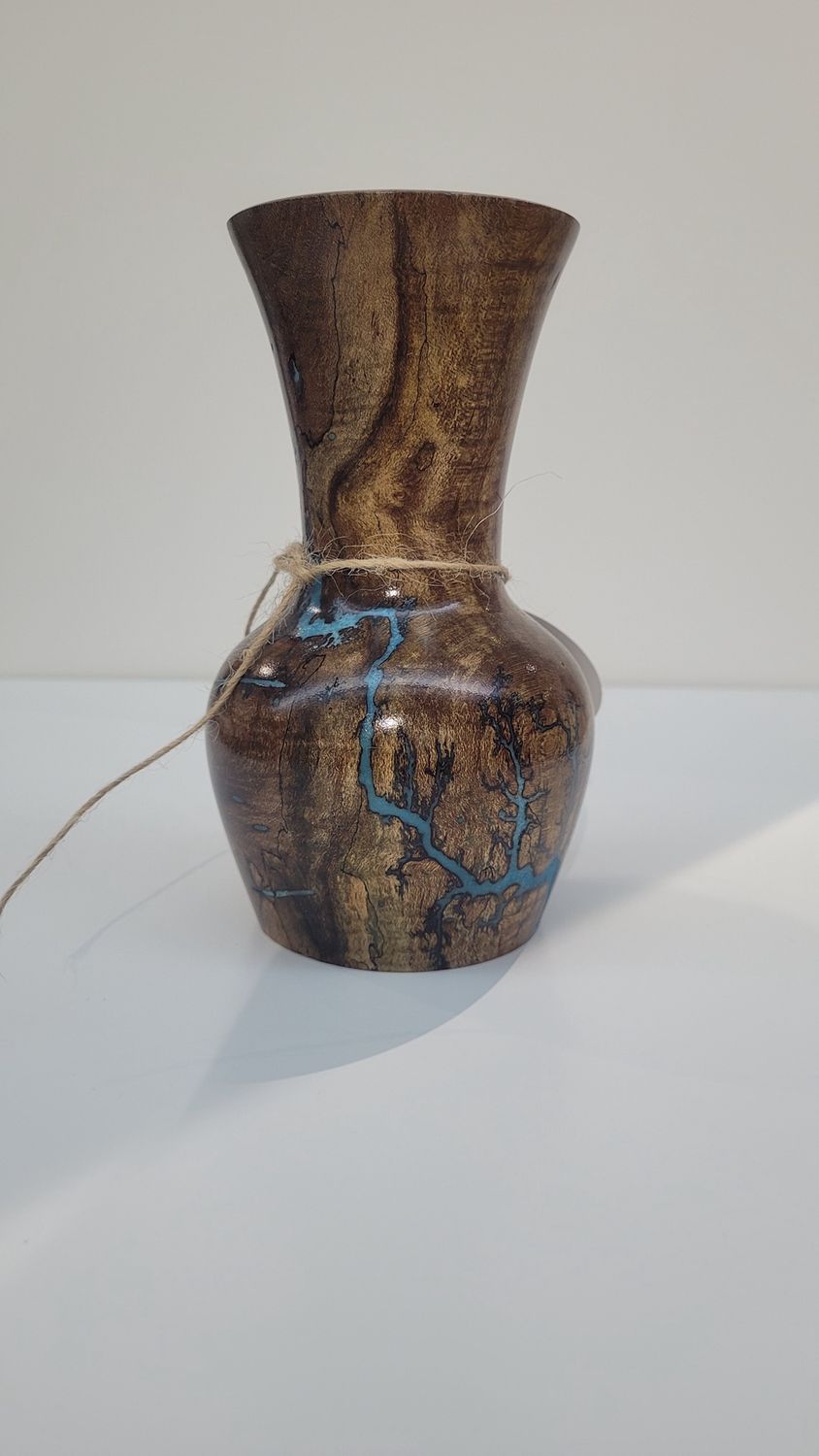 Vase-6.5 Dark maple and glow Resin by Turned and Burned