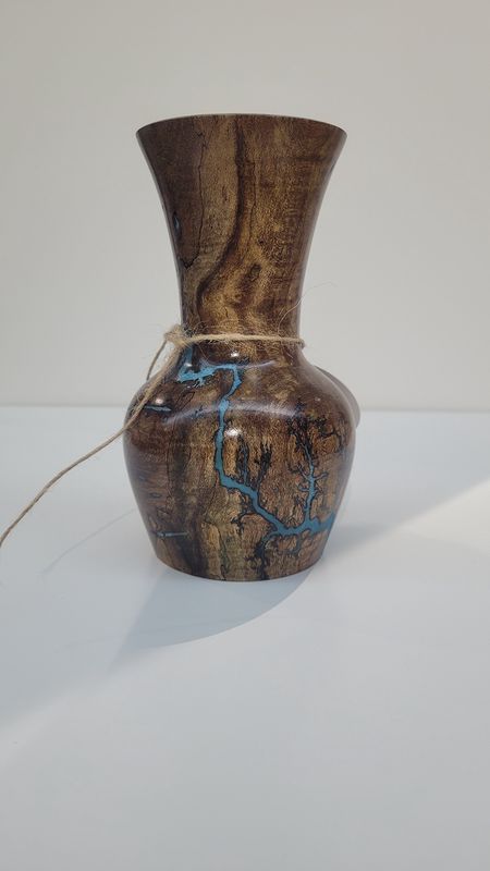 Vase-6.5 Dark maple and glow Resin by Turned and Burned