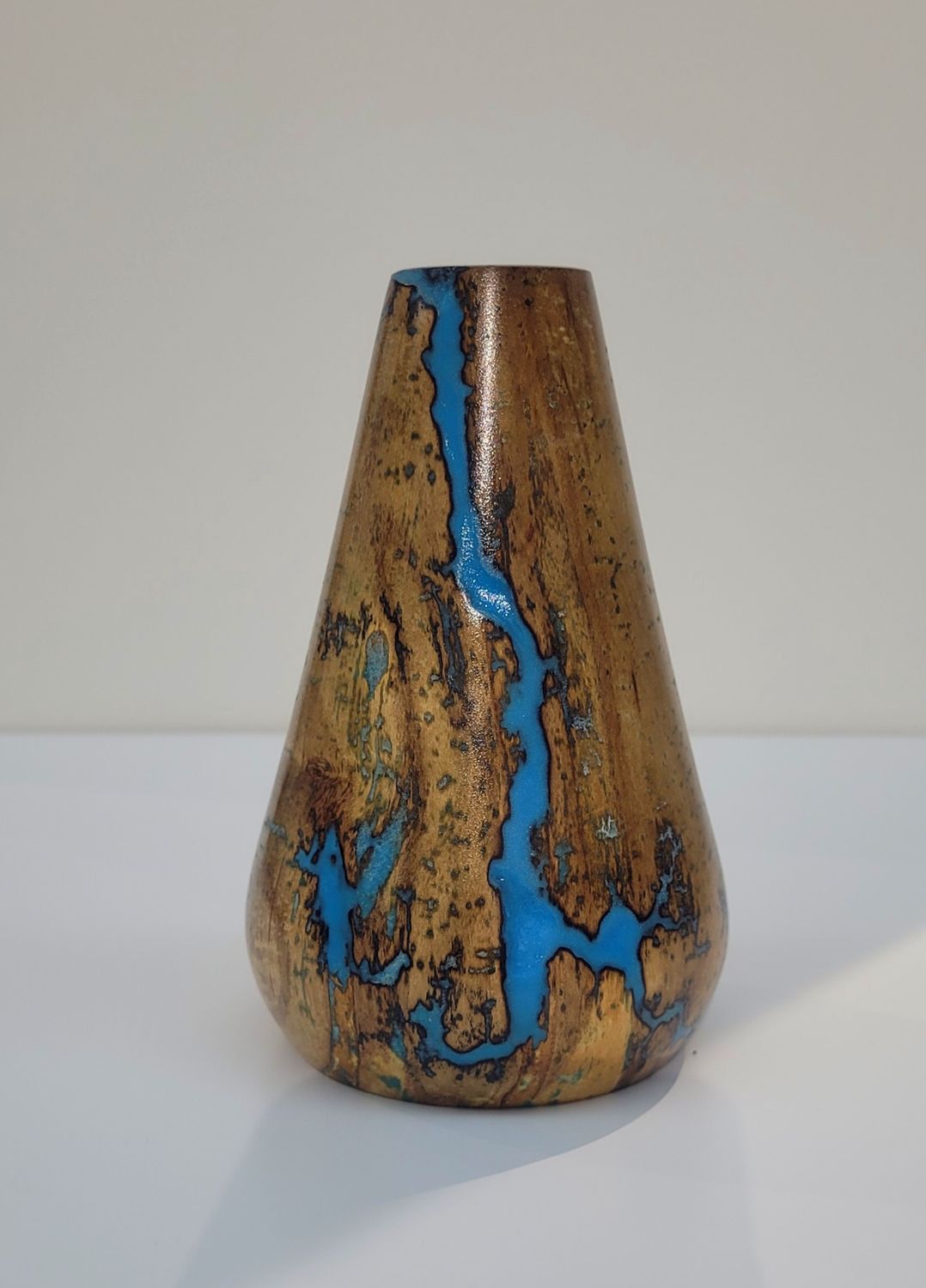 Vase-6&quot; Maple and glow Resin by Turned and Burned