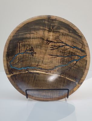 Bowl- 7.5&quot; Dark Maple and glow Resin by Turned and Burned.