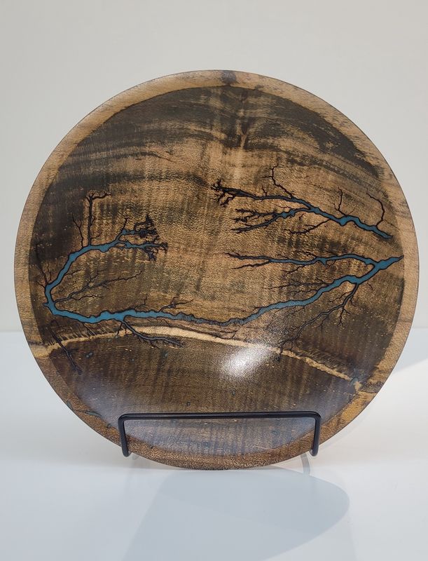 Bowl- 7.5" Dark Maple and glow Resin by Turned and Burned.