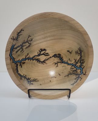 Bowl- 7.5&quot; Maple and glow Resin by Turned and Burned.