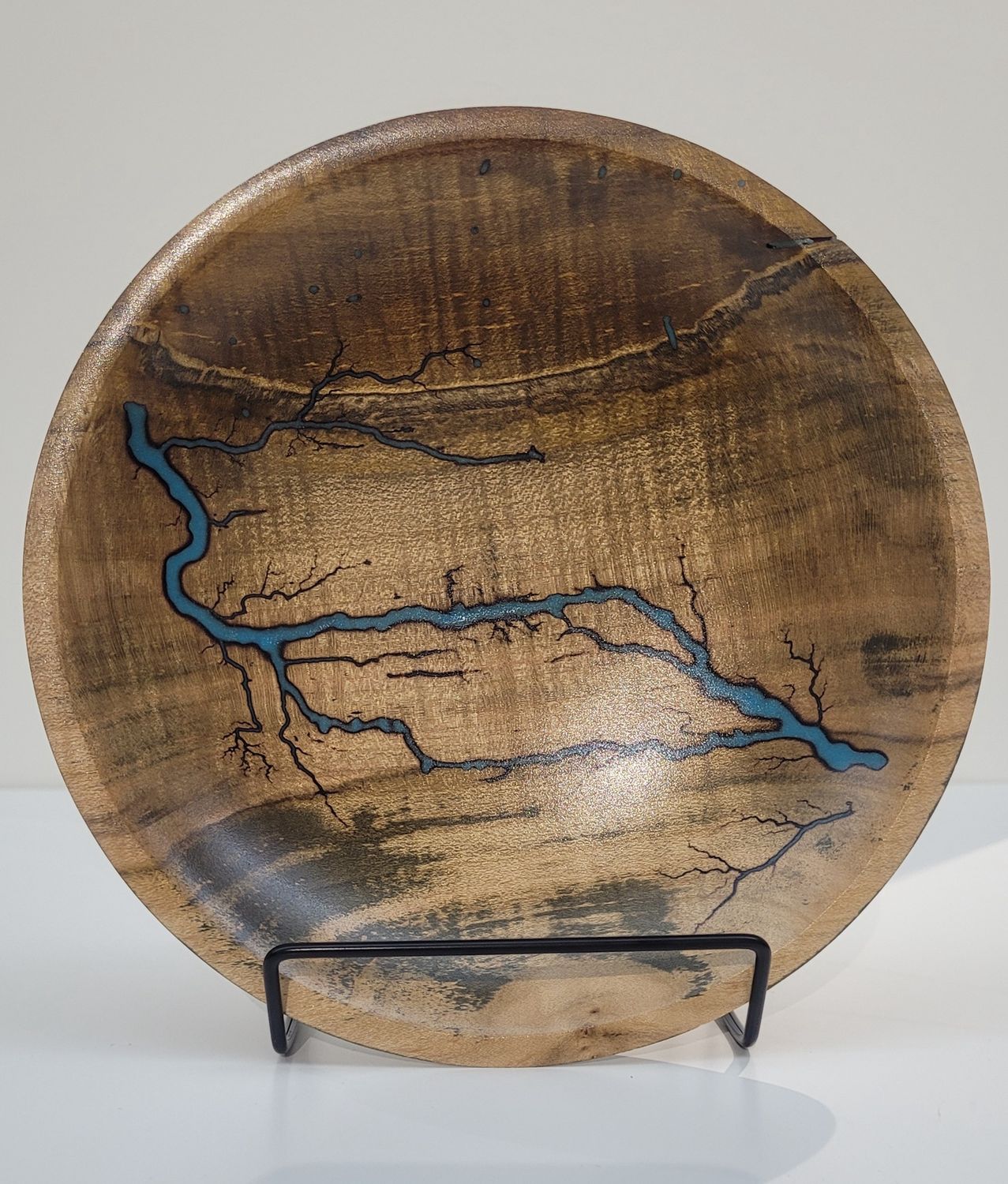 Bowl- 7.25&quot; Dark Maple and glow Resin by Turned and Burned