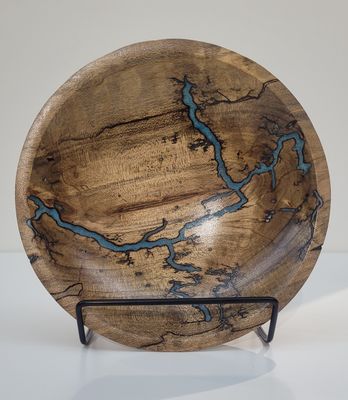 Bowl- 6&quot; Maple and glow Resin by Turned and Burned