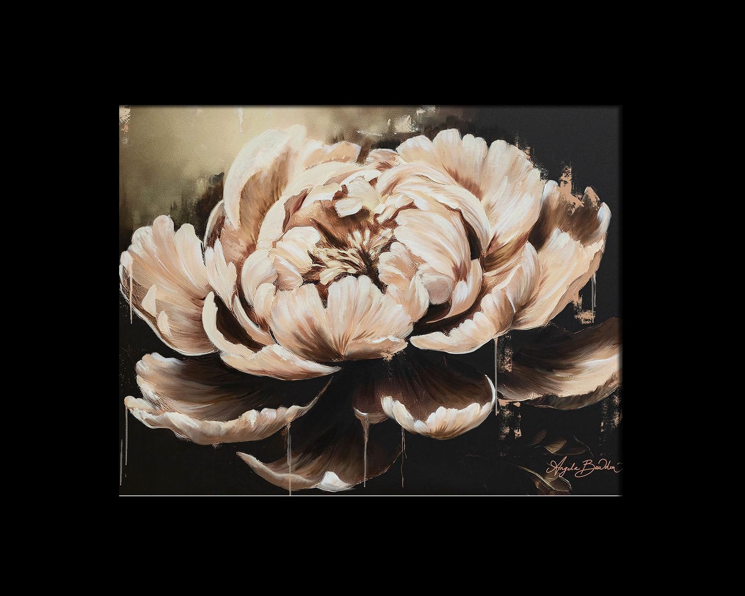 Peony's Whisper Art Print, Size: 9X12" in black 11X14" mat