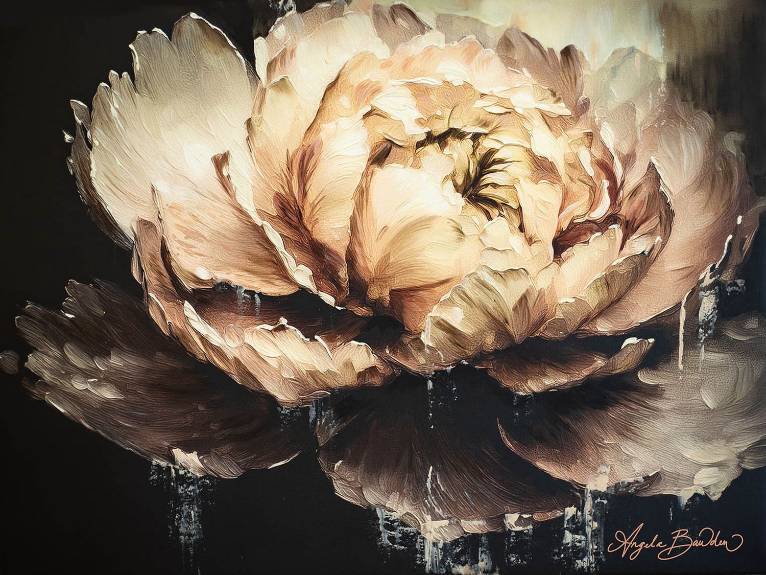 Peony's Shadow Bloom art print, Size: 18X24" print, no mat