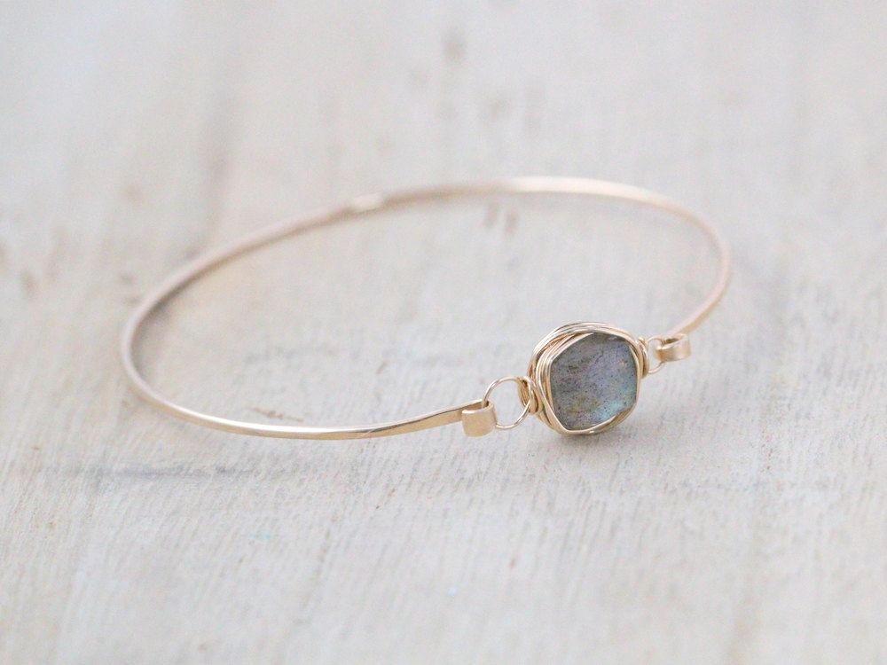 Gemstone Stacking Bracelet - Labradorite, Material: Gold Filled, Size: 6.5