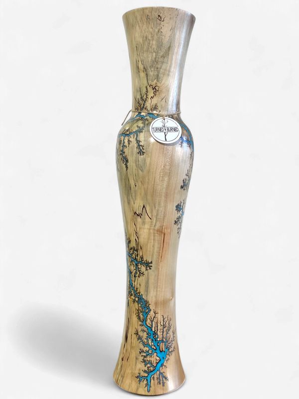 Vase- 24.5" Maple and glow Resin by Turned and Burned