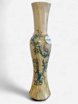 Vase-21.5"  Maple and glow Resin by Turned and Burned