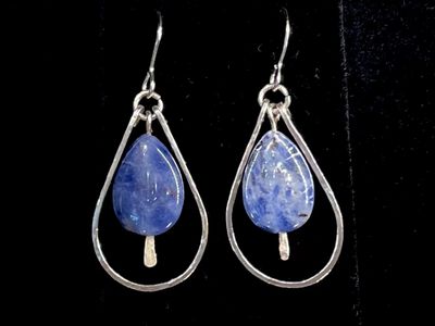 Teardrop sodalite stone Sterling Silver Earrings