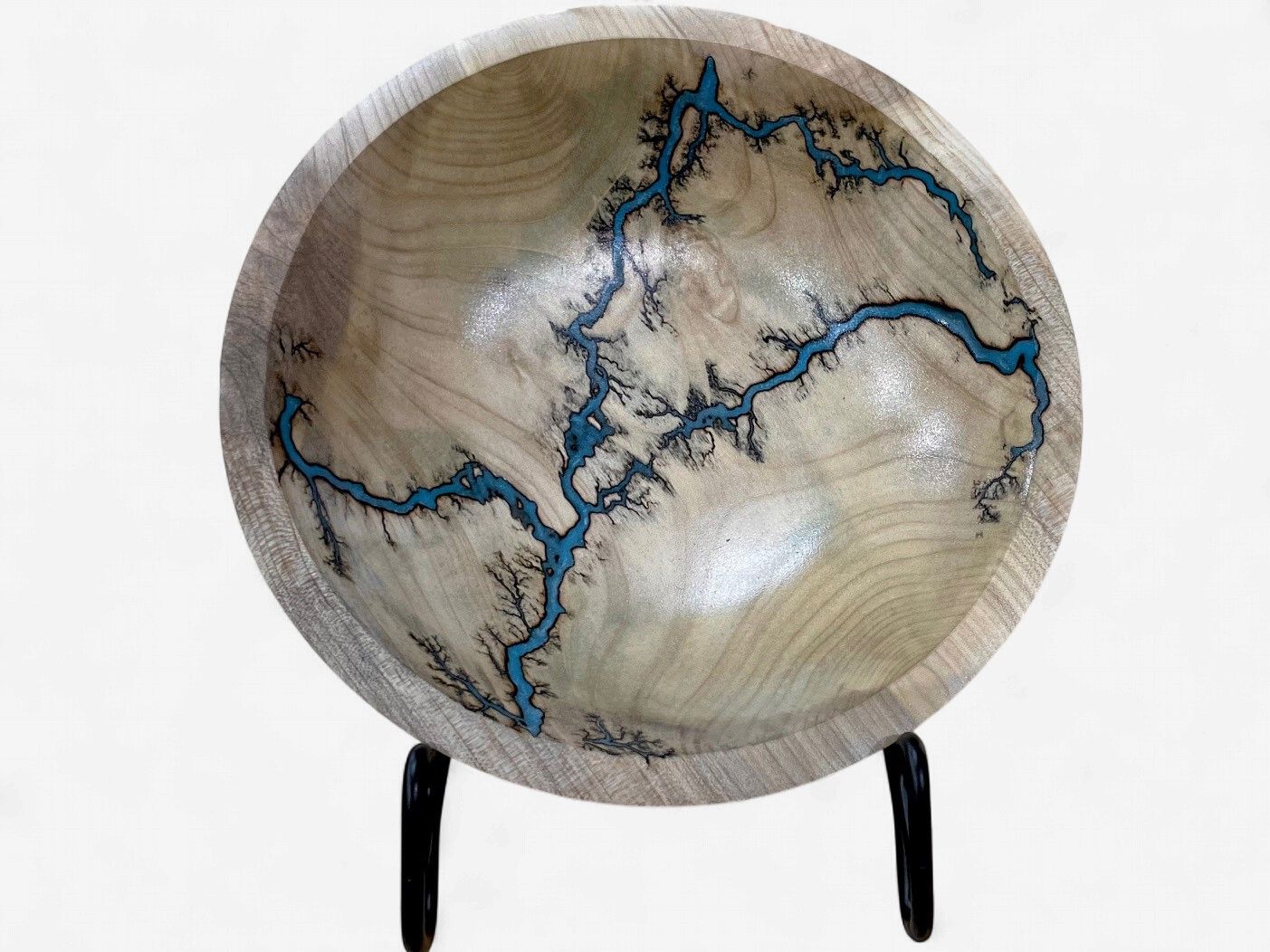 “Bowl- 7.5" Magnolia wood and glow Resin by Turned and Burned”