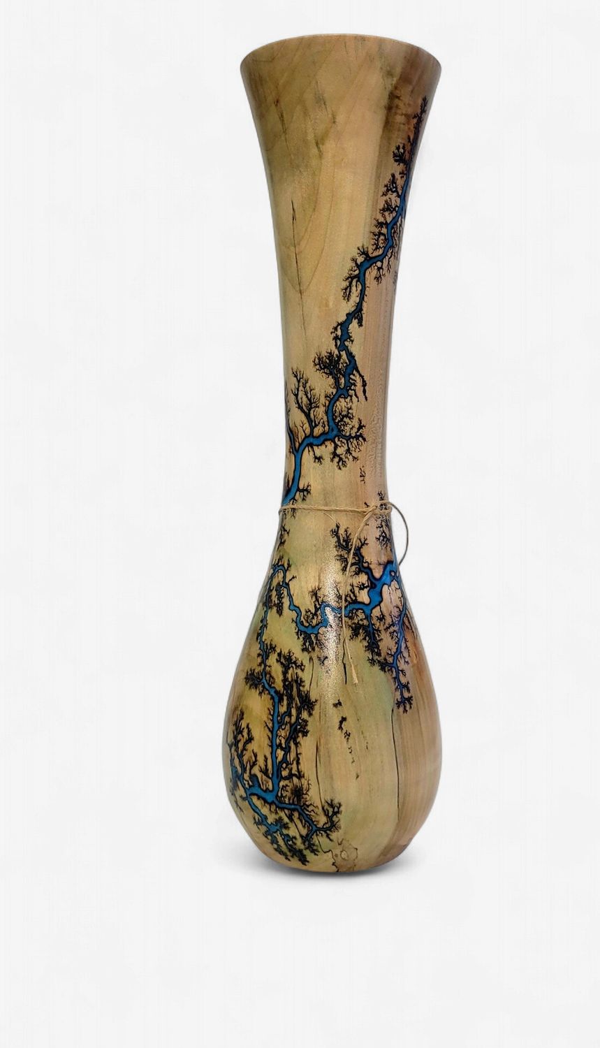 Vase- 17" Maple and glow Resin by Turned and Burned.
