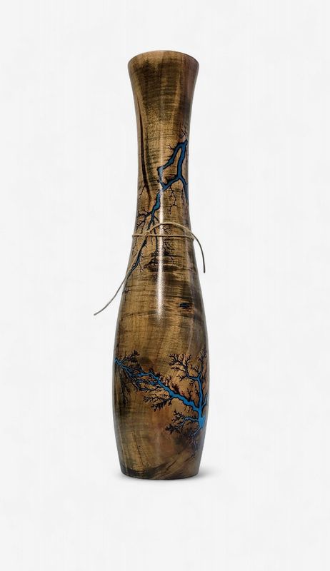Vase- 16"Dark Maple and glow Resin by Turned and Burned.