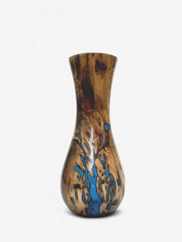 Vase- 7"Dark Maple and glow Resin by Turned and Burned