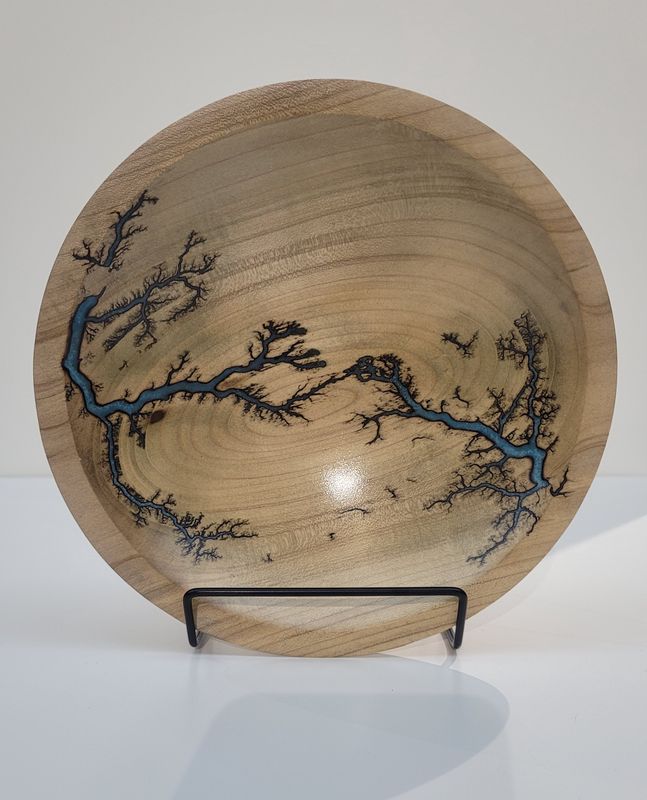 Bowl- 7.5" Maple and glow Resin by Turned and Burned.