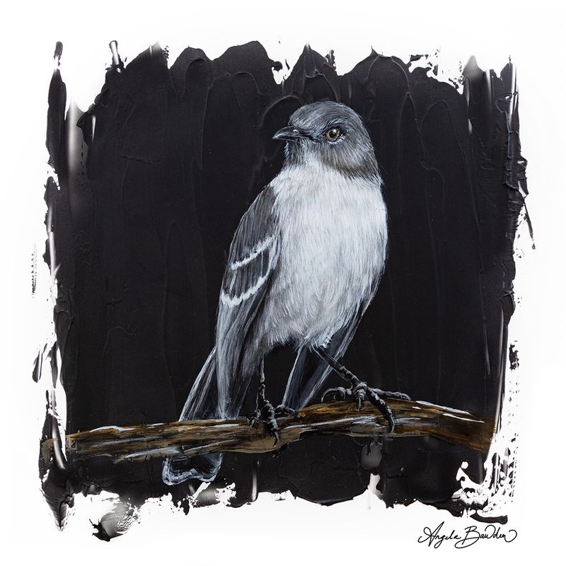 Quiet Perch: Mockingbird 2 - 12X12" art print