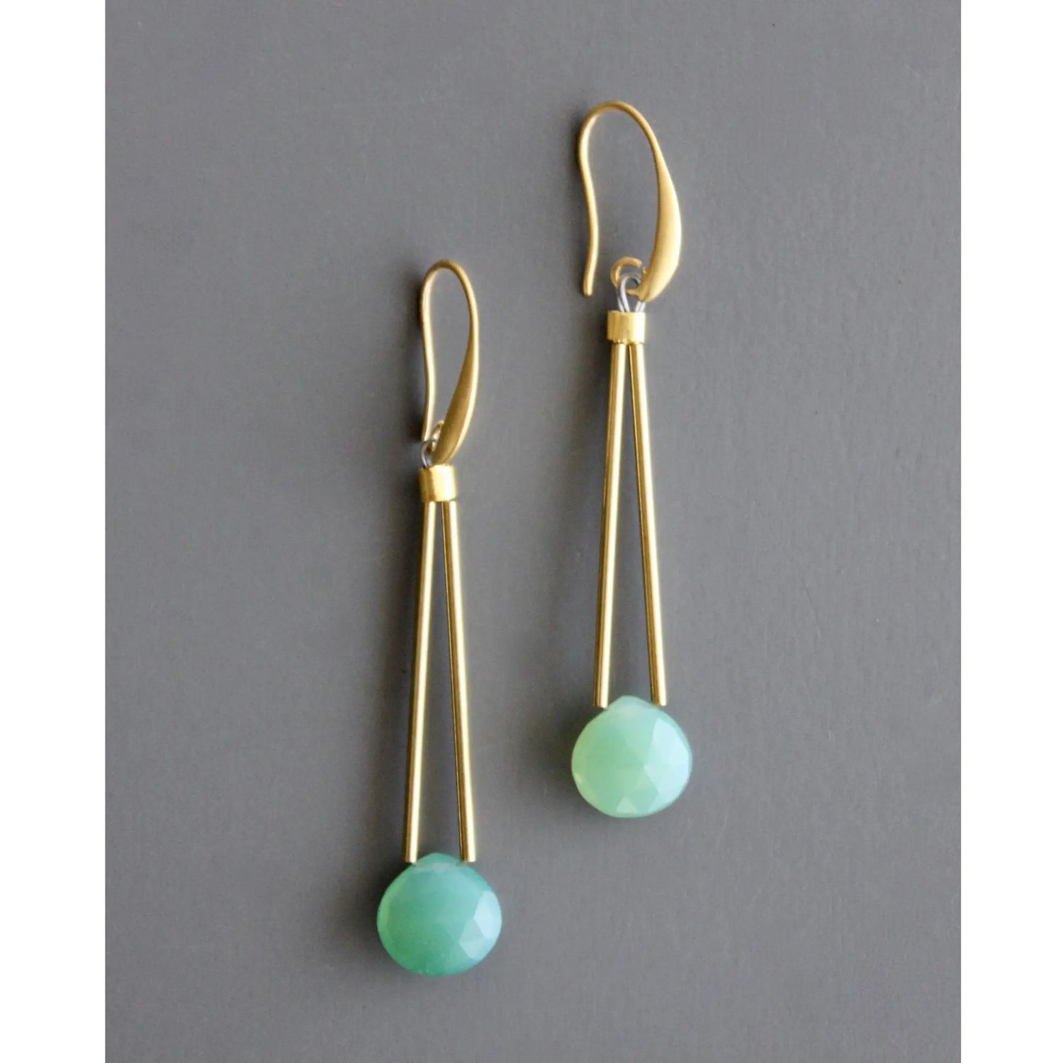 Green Onyx Geometric Earrings
