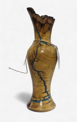 Vase 9" live edge Mulberry and glow Resin by Turned and Burned