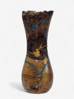 11" live edge Mulberry and glow Resin by Turned and Burned