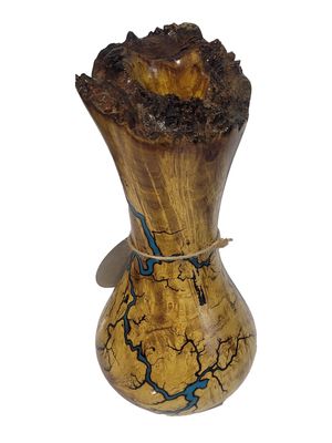 “Vase 7.5" live edge Mulberry and glow Resin by Turned and Burned”