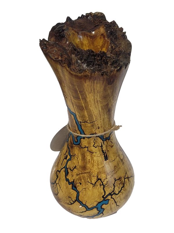 “Vase 7.5" live edge Mulberry and glow Resin by Turned and Burned”