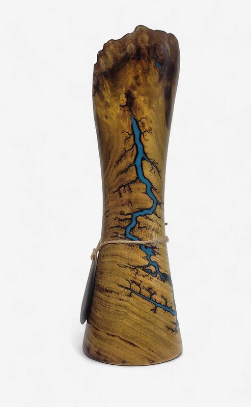 “Vase 8.25" live edge Mulberry and glow Resin by Turned and Burned”